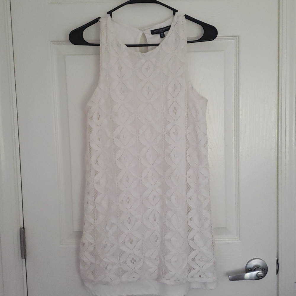 White Mini Dress with Lace print